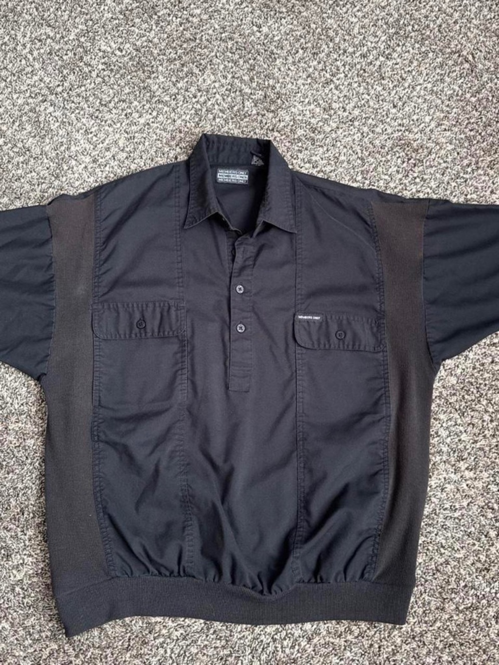 Vintage Members Only Black Button Up L